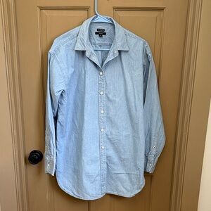 J Crew Relaxed blue denim shirt women’s size 8 T Tall